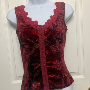 Vintage Lace & Velour Bustier Corset Top